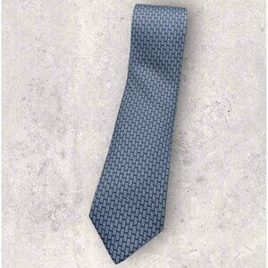 HERMÈS 605680 PA Silk Tie FRANCE XL Blue Monogram H W:3.1" EUC